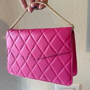 Pink Wristlet Bag with Chain Strap